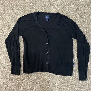 GAP Womens Size Medium Black Button Down Cardigan 55% Linen 45% Raylon